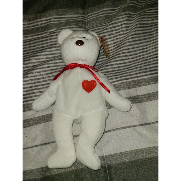 TY Beanie Original Babies Valentino the Bear Stuffed Soft Baby Plush Toy - Picture 1 of 4